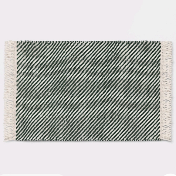 Threshold Indoor Handmade Flat Pile Rug, Green Area Rug, Bathroom Kitchen Rug - Picture 2 of 5